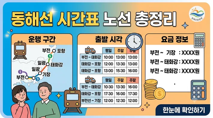 동해선 시간표 노선 총정리 – 운행 구간·출발 시각·요금 한눈에 확인하기
