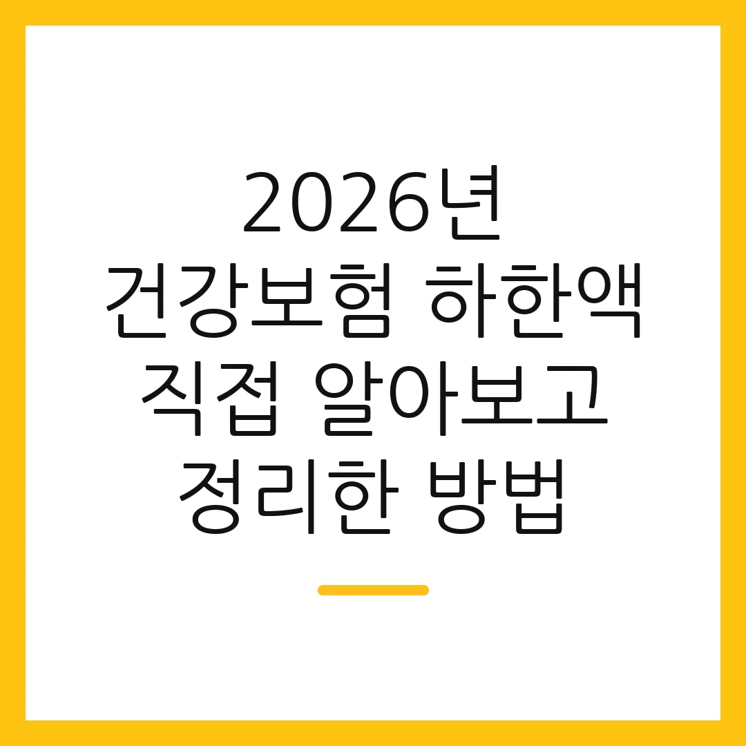 2026년 건강보험 하한액 직접 알아보고 정리한 방법