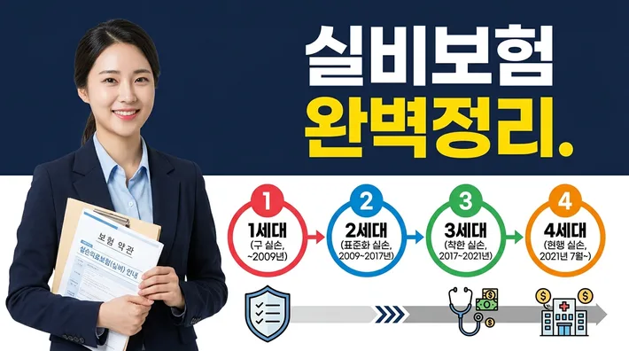 실비보험 세대별 정리 완벽정리 – 1~4세대 차이·보장범위·갱신주기 한눈에 보기