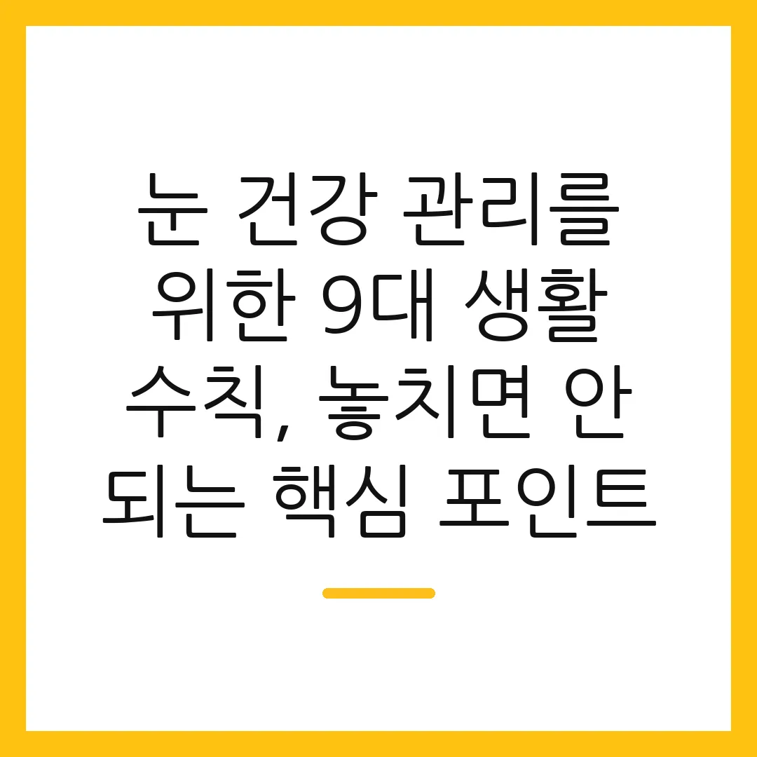 눈 건강 관리를 위한 9대 생활 수칙, 놓치면 안 되는 핵심 포인트