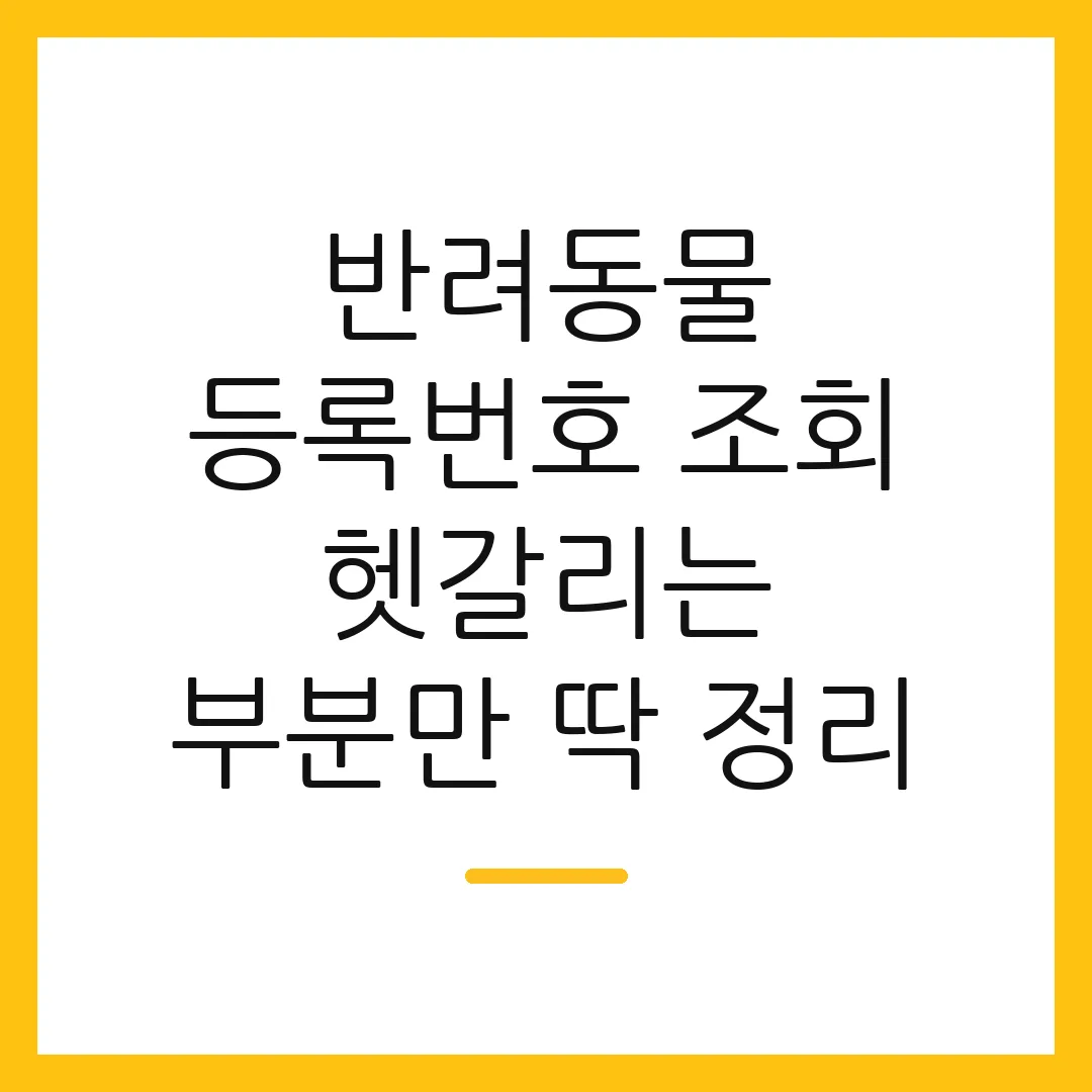 반려동물 등록번호 조회 헷갈리는 부분만 딱 정리