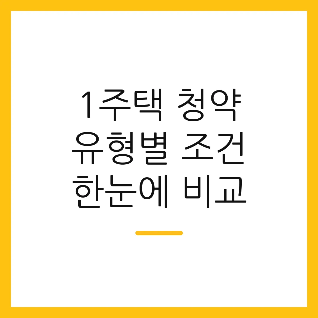 1주택 청약 유형별 조건 한눈에 비교