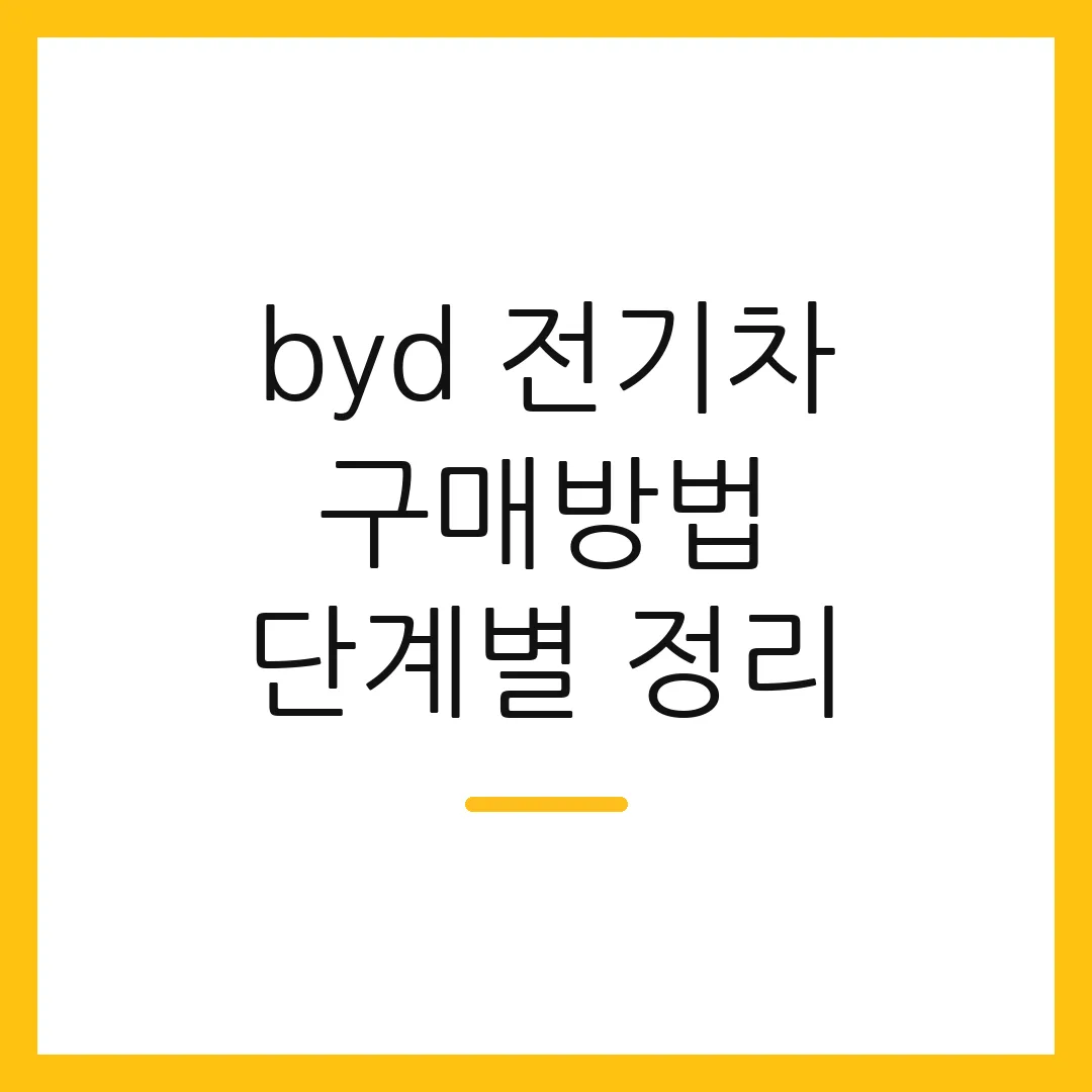byd 전기차 구매방법 단계별 정리