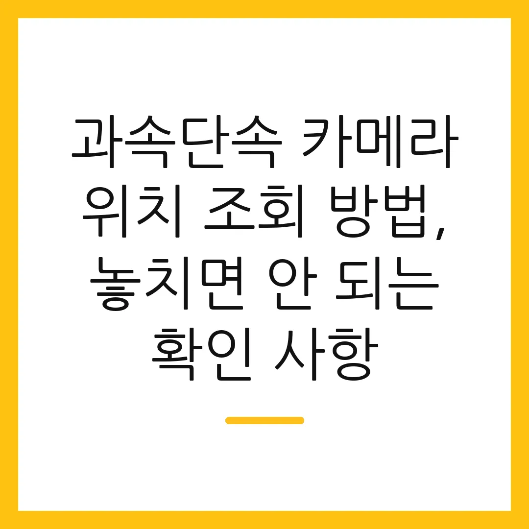 과속단속 카메라 위치 조회 방법, 놓치면 안 되는 확인 사항
