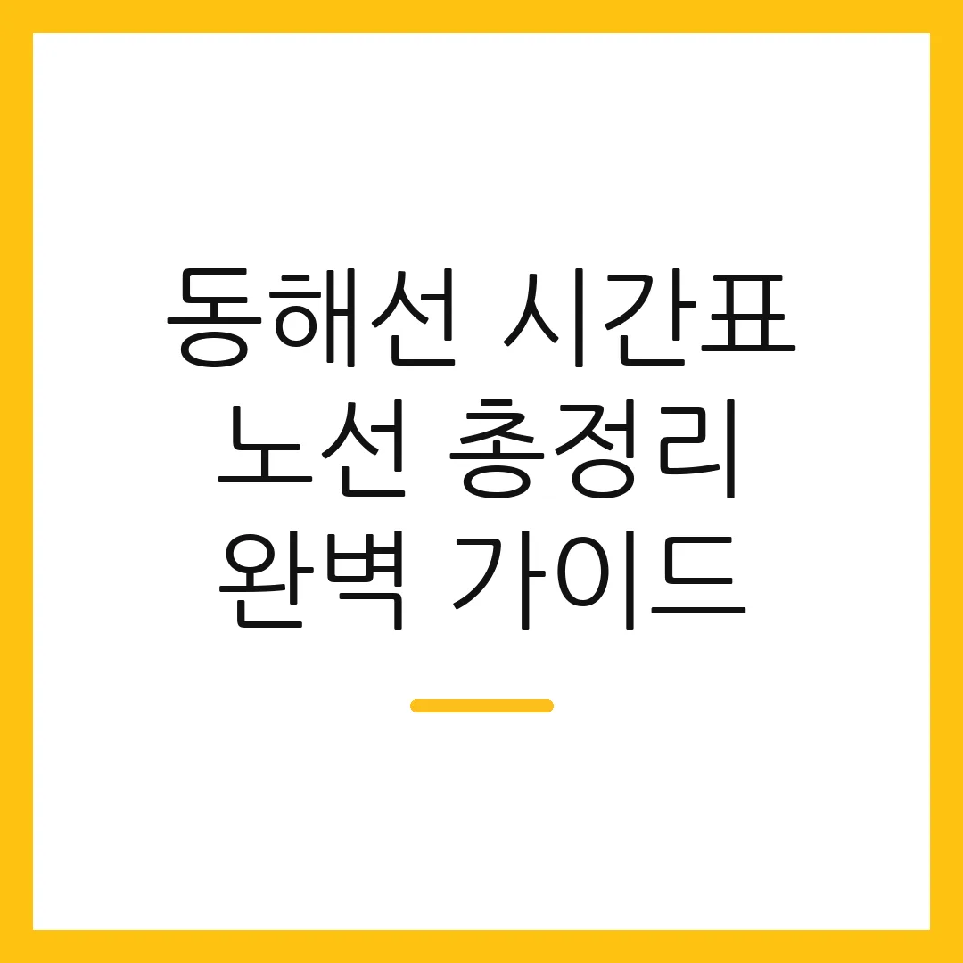 동해선 시간표 노선 총정리 완벽 가이드