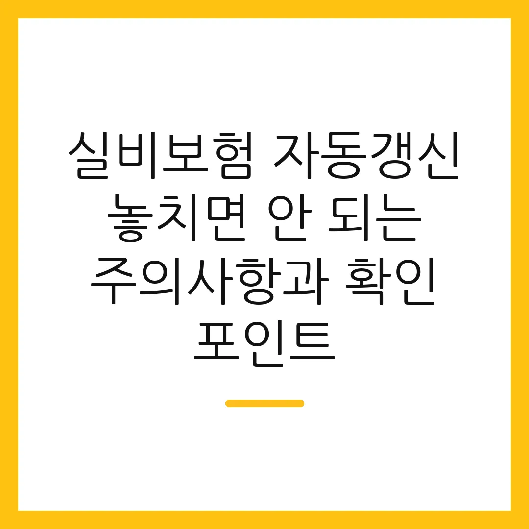 실비보험 자동갱신 놓치면 안 되는 주의사항과 확인 포인트