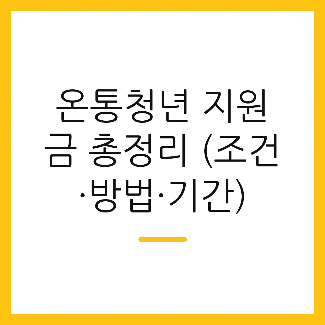 온통청년 지원금 총정리 (조건·방법·기간)
