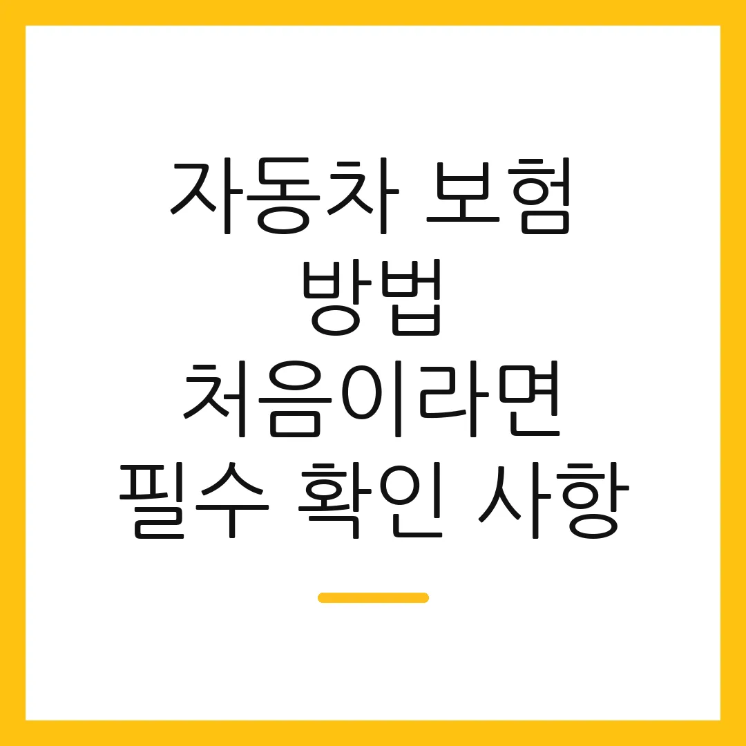 자동차 보험 방법 처음이라면 필수 확인 사항