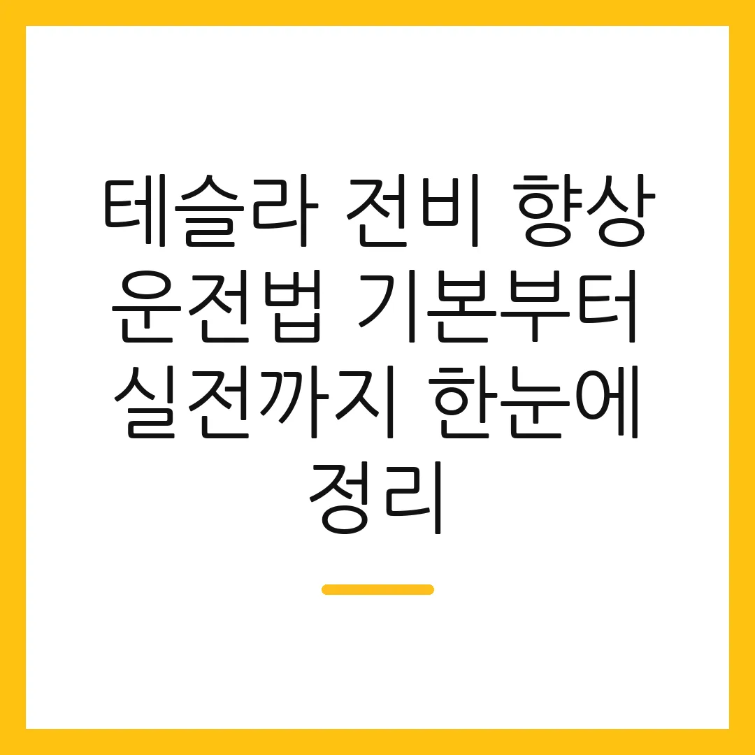 테슬라 전비 향상 운전법 기본부터 실전까지 한눈에 정리